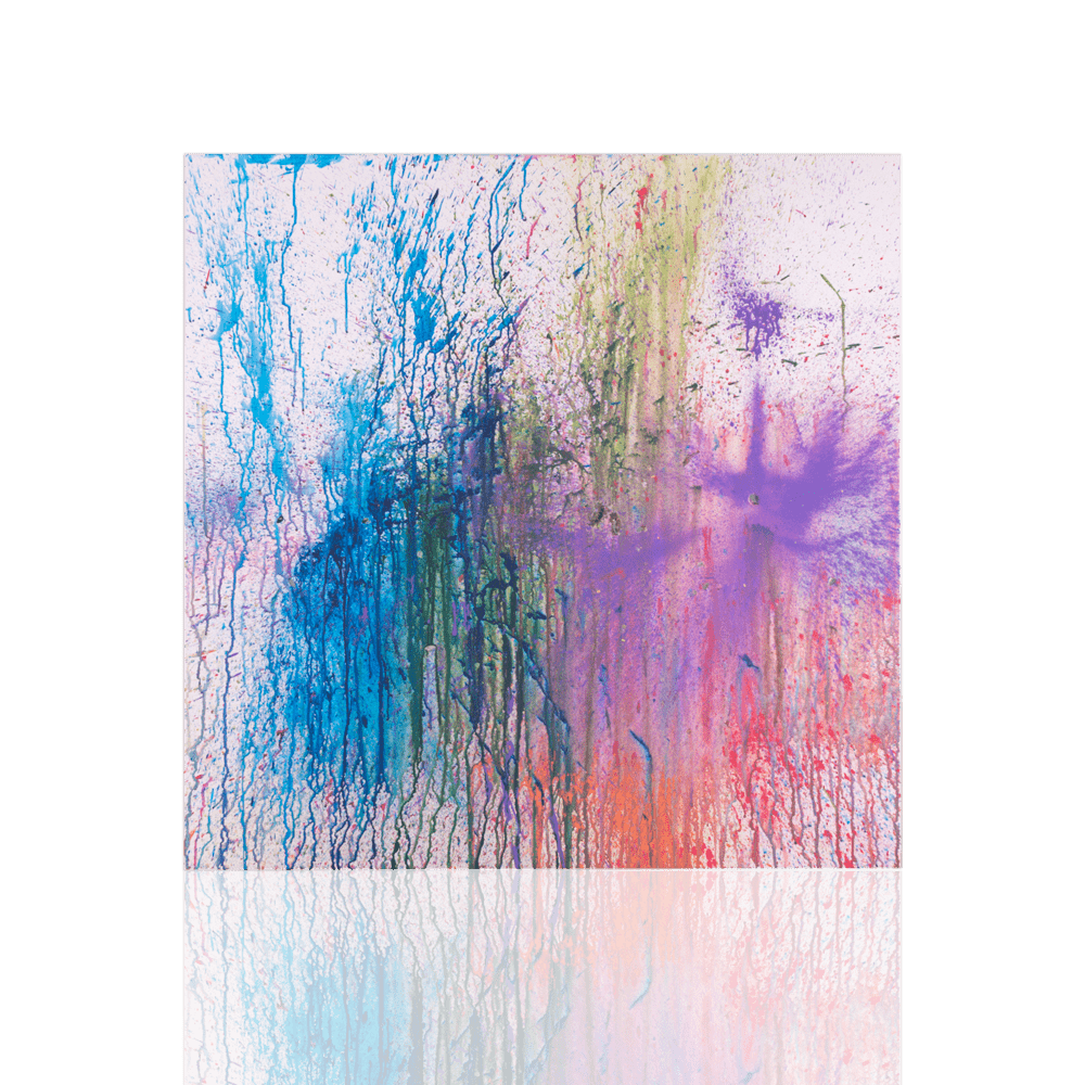 “Abstraction” multicolored acrylic on white canvas David Roytman